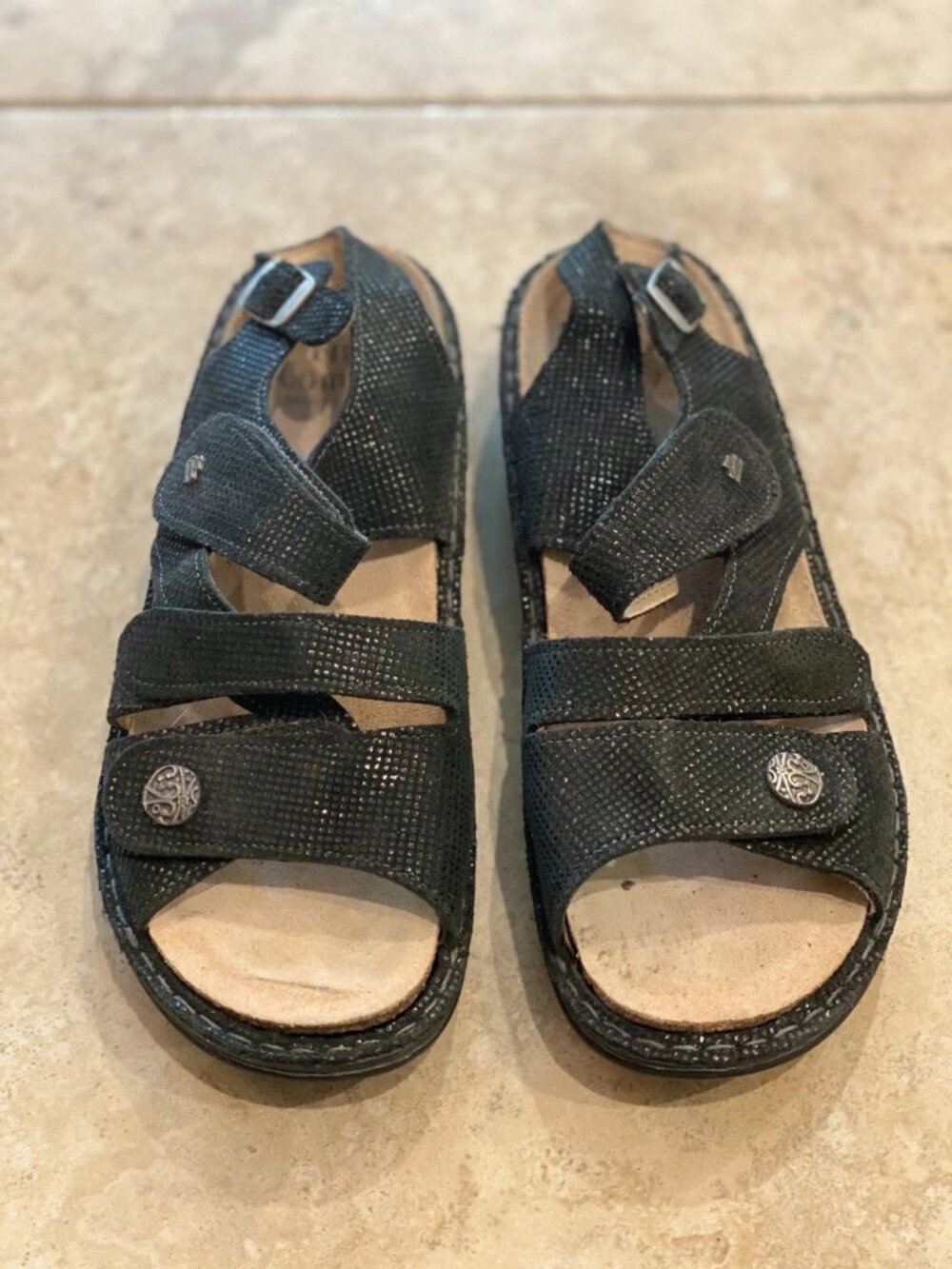 Finn Comfort Gomera Black Leather Sandals Womens EU 41 / US 10